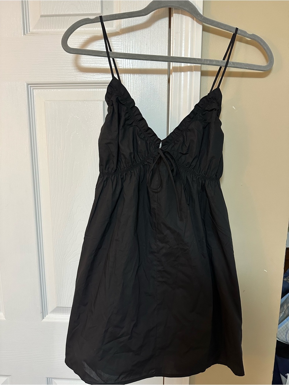 Princess Polly Black Ruched V-Neck Mini Dress